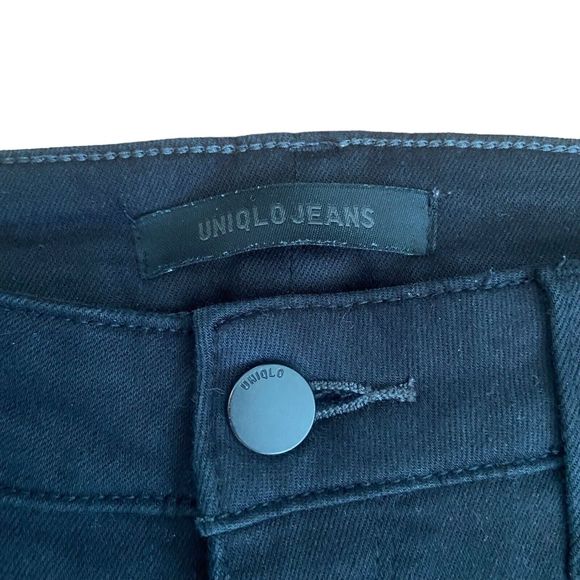 Uniqlo Black Skinny Tapered Mid Rise Jeans Women's Size 28x31" Cotton Blend - Picture 4 of 9